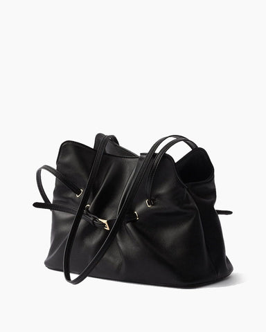 Leather Drawstring Shoulder Bag
