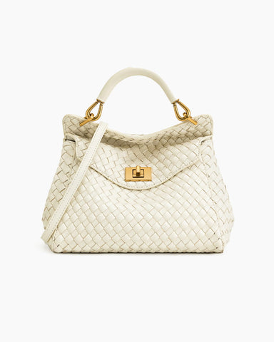 Refined Woven Leather Top-Handle Satchel