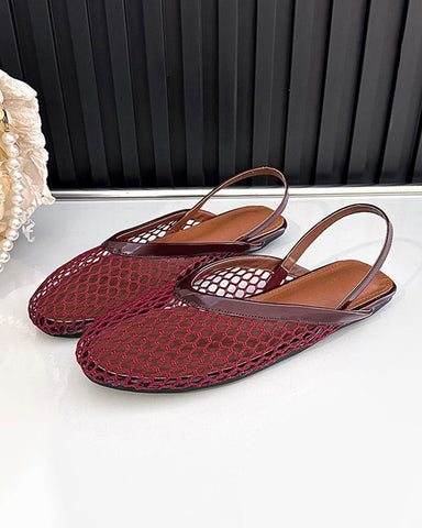 Minimalist Mesh Round-Toe Slingback Flats