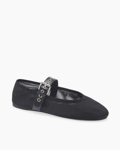 Women's Mesh Mary Jane Flats With Leather Buckle
