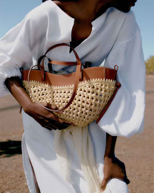 Women's Chic Mini Raffia Top Handle Bag