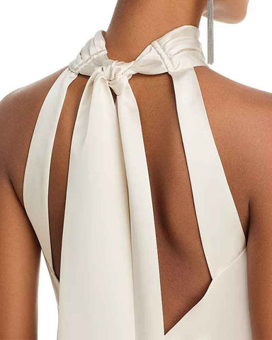 Women’s Satin Halter Neck Sleeveless Maxi Gown