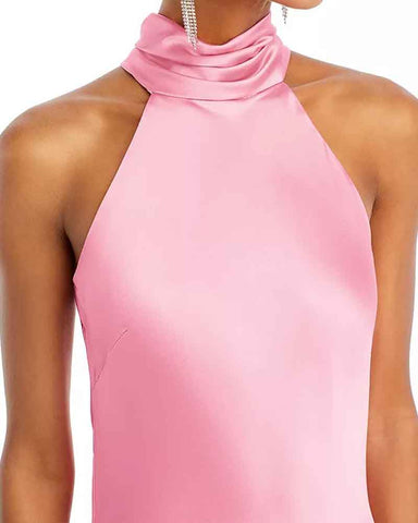 Women’s Satin Halter Neck Sleeveless Maxi Gown