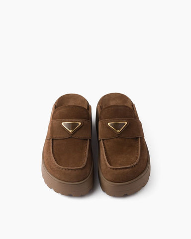 Suede flatform mules