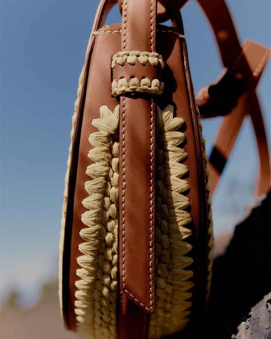 Women's Chic Handwoven Raffia Crescent Bag