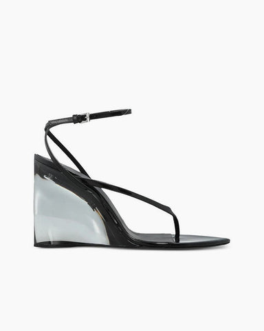 Transparent Plexi Heel Wedge Thong Sandals
