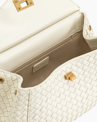 Refined Woven Leather Top-Handle Satchel