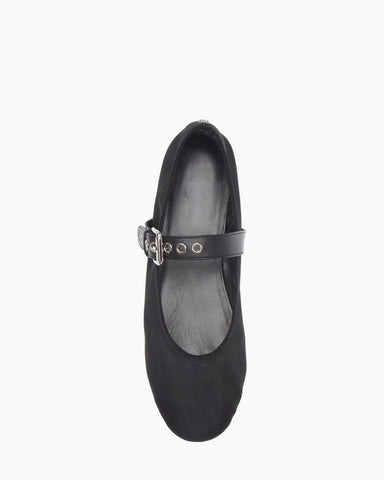 Women's Mesh Mary Jane Flats With Leather Buckle