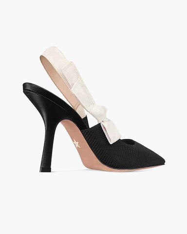 Modern Black Fabric Evening Pumps with Knot Strap Detail