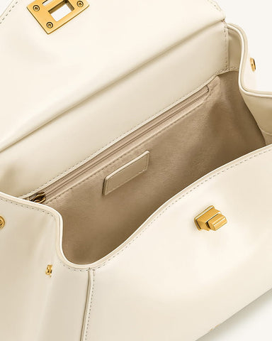 Elegant Turn-Lock Trapeze Satchel