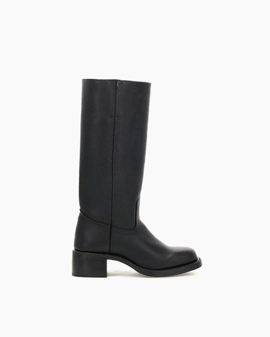 Black Leather Knee-High Boots