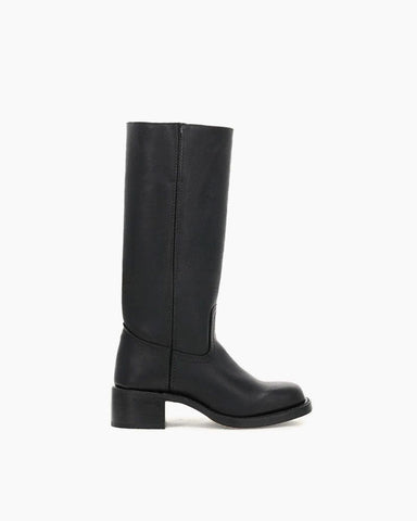 Black Leather Knee-High Boots
