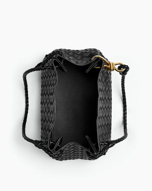 Medium Intrecciato Leather Shoulder Bag with Metal Knot Detail