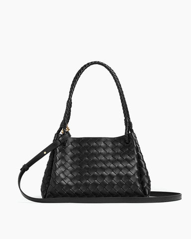 Medium Intrecciato Leather Shoulder Bag with Metal Knot Detail