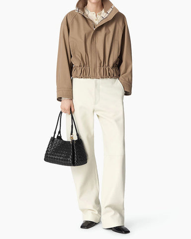 Medium Intrecciato Leather Shoulder Bag with Metal Knot Detail