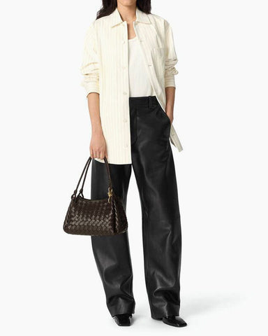 Medium Intrecciato Leather Shoulder Bag with Metal Knot Detail