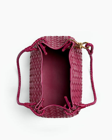 Medium Intrecciato Leather Shoulder Bag with Metal Knot Detail