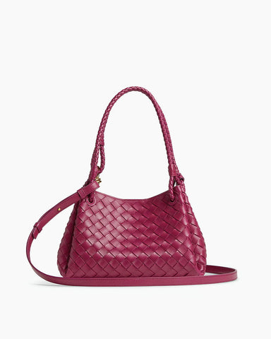 Medium Intrecciato Leather Shoulder Bag with Metal Knot Detail