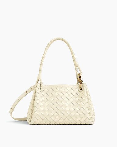 Medium Intrecciato Leather Shoulder Bag with Metal Knot Detail