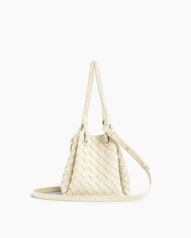 Medium Intrecciato Leather Shoulder Bag with Metal Knot Detail