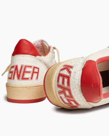 Women's White Nappa Leather Sneaker with Sneaker Tab