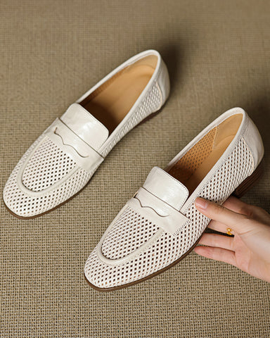 Woven Braided Leather Casual Flat Loafers