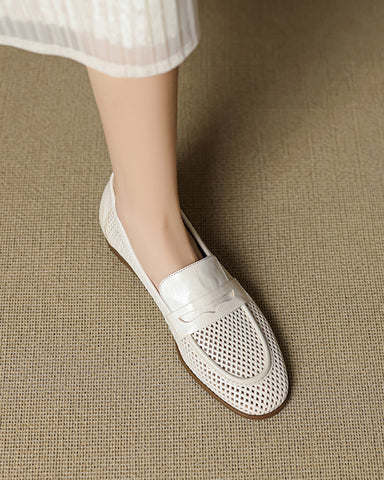 Woven Braided Leather Casual Flat Loafers