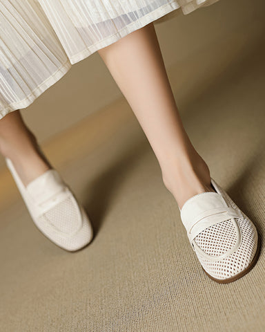 Woven Braided Leather Casual Flat Loafers