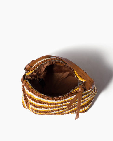 Summer Color-Stripe Crochet Top-Handle Bag