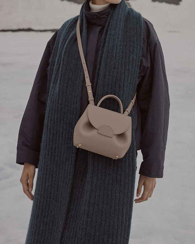 Textured Leather Top Handle Crossbody Satchel Bag