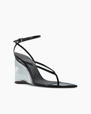 Transparent Plexi Heel Wedge Thong Sandals