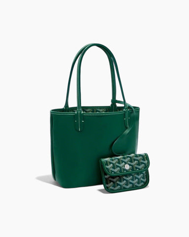 Mini Reversible Leather Canvas Tote Bag