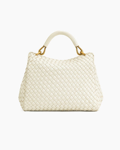 Refined Woven Leather Top-Handle Satchel
