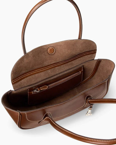 Vintage Crescent Flap Bag with Metal Hardware