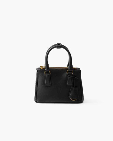 Black Double Zip Shoulder Handbag with Gold Hardware & Strap