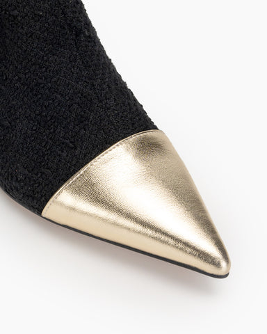 Fabric-Weave-Stiletto-Kitten-Heel-Pointed-Toe-Ankle-Boots