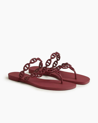 Chain-Link Rubber Flip Flop Island Beach Slides Sandals