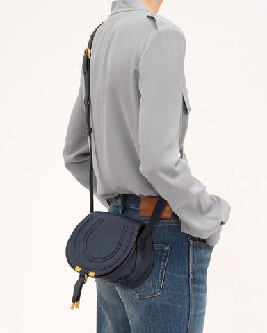 Small Leather Saddle Bag Curved Flap