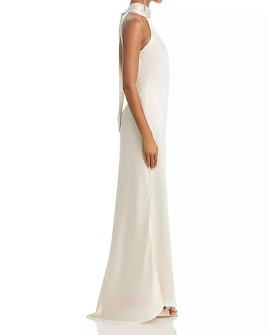 Women’s Satin Halter Neck Sleeveless Maxi Gown