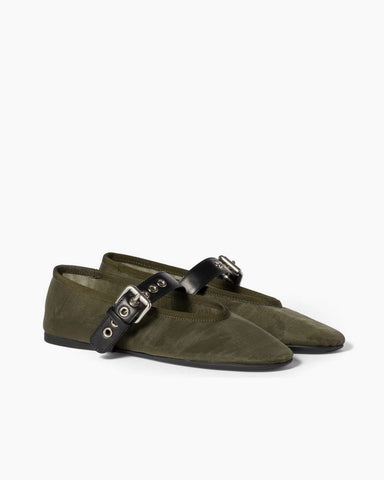 Women's Mesh Mary Jane Flats With Leather Buckle