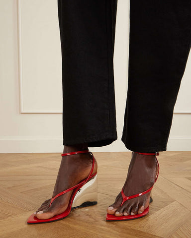 Transparent Plexi Heel Wedge Thong Sandals