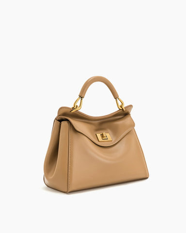 Elegant Turn-Lock Trapeze Satchel