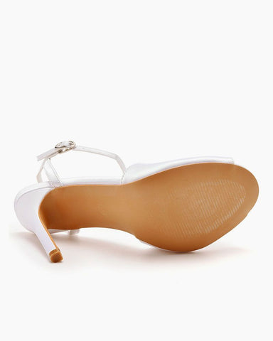 White Satin Peep Toe High Heels