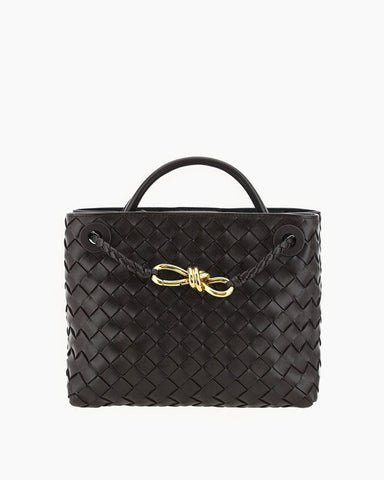 Women's Woven Leather Quilted Top Handle Bag