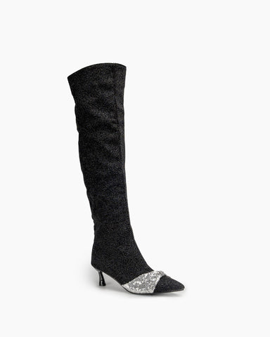 Sparkle Sequins Stiletto High Heel Over Knee Boots