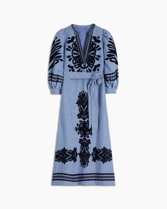 Summer-Getaway-Embroidered-Chambray-Midi-Dress-6