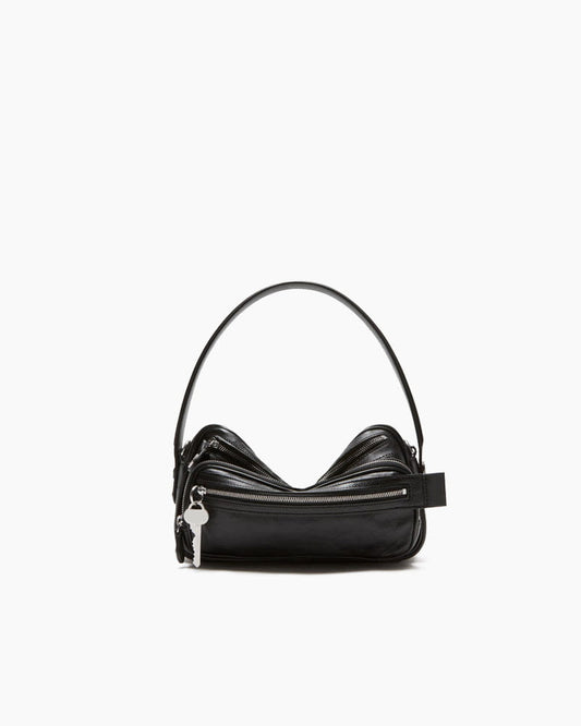 Multi Pocket Leather Shoulder Bag Zip Details