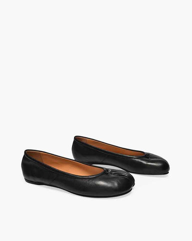 Midnight Tabi Elegance Split-Toe Leather Flats