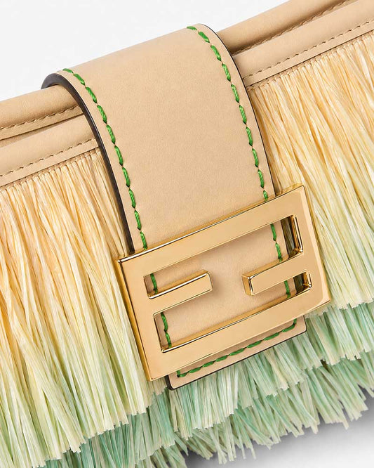 Tiered Raffia-Effect Fringe Shoulder Bag