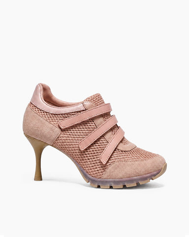(Pre-sale) Breathable Mesh Triple-Strap Sneaker Heels
